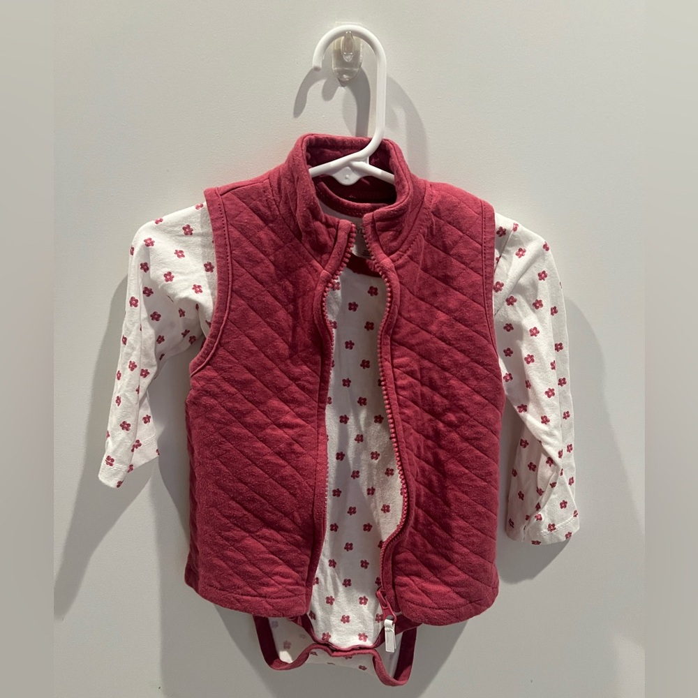 Kyle & Deena Quilted Vest with Floral Bodysuit